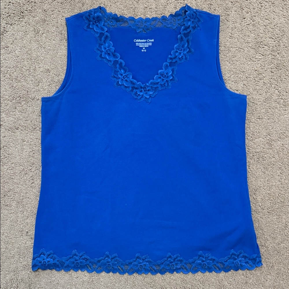 Coldwater Creek Bright Royal Blue Lace-Trim Tank